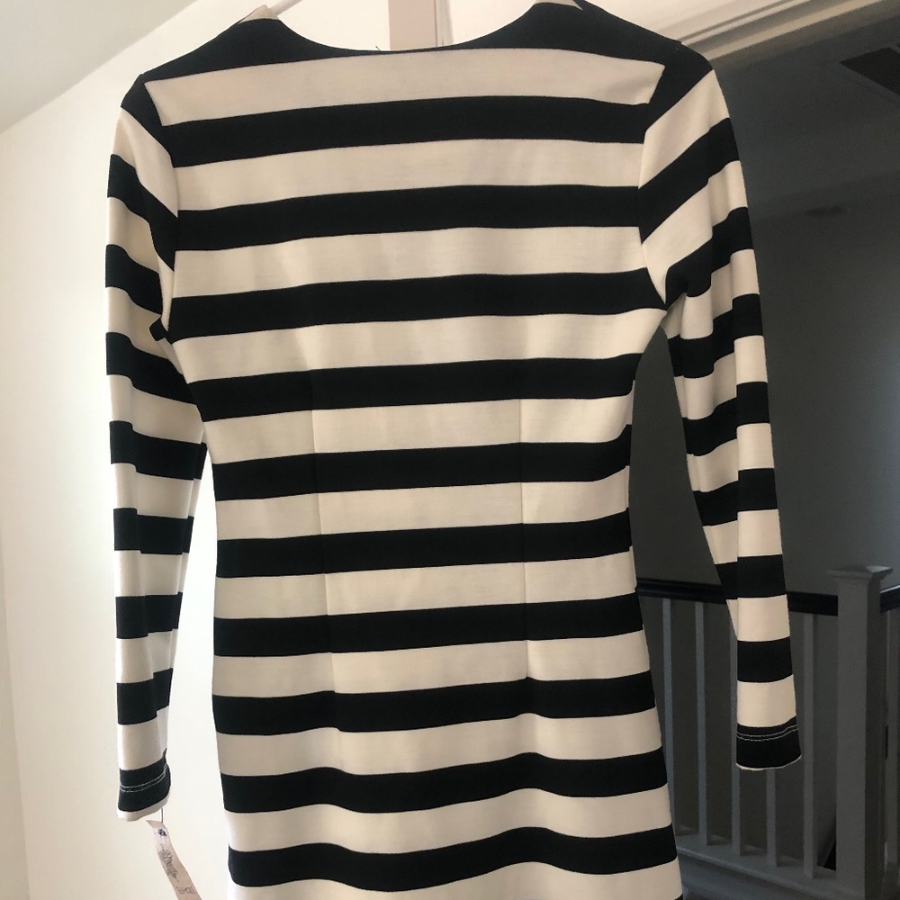 Olivaceous Black and White fitted dress